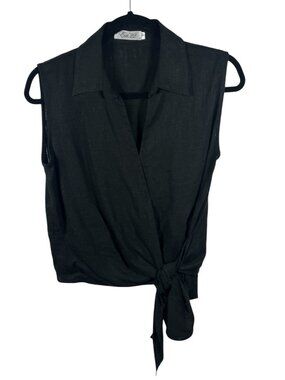 Estt 22 Linen Top Womens 8 Wrap Blouse Lightweight Sleeveless Minimalist